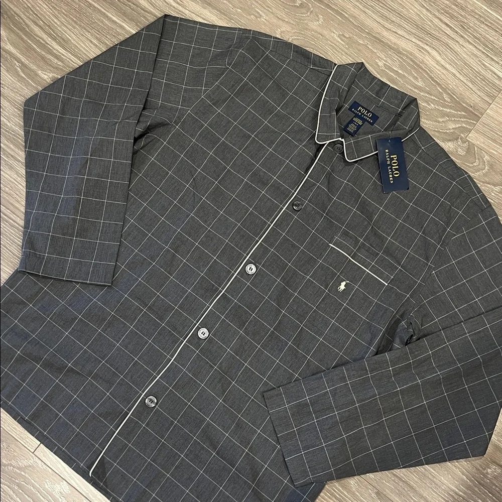 Polo by Ralph Lauren Men's Dark Gray Plaid Sleep Shirt